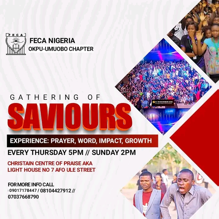 Invitation to fellowship with FECA Okpu-Umuobo chapter this week