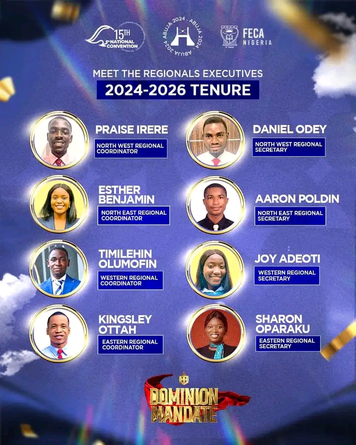 Picture of new regional leaders of FECA Nigeria (2024-2026)